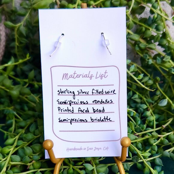 Boho Semi-Precious Stone Dangle Earrings - White, Blue, Purple - Picture 10 of 10